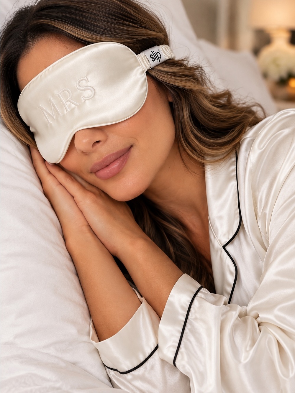 Slip Pure Silk Bridal MRS Sleep Mask Ivory NWOT With Box